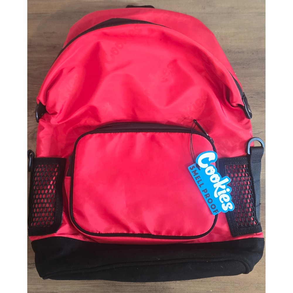 Cookies SF V3 Smell Proof Backpack Red Black Jacquard Logo Travel Bag NEW